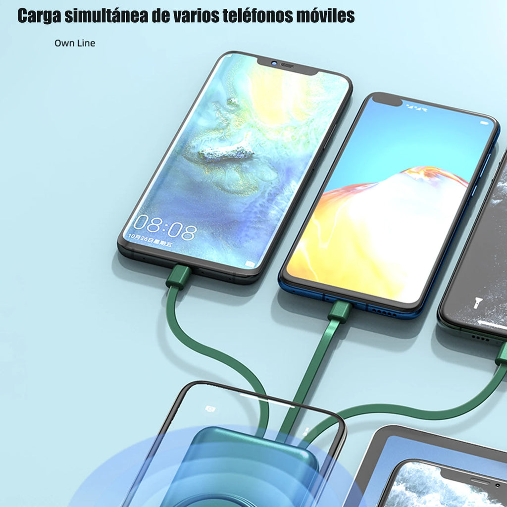 Power Bank Portable Battery 20000 Mah Built-In Fast Charging Wireless Power Bank with 4 Micro USB Type C Cables for iPhone Android