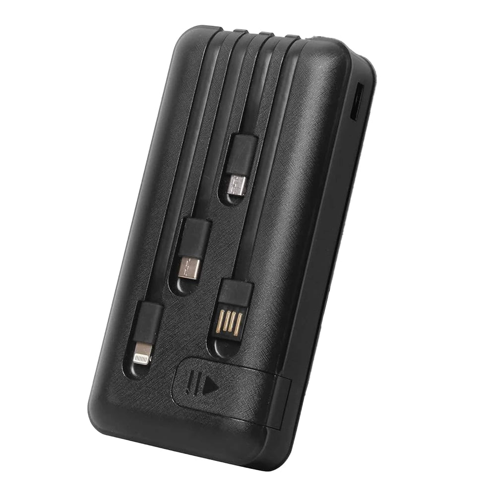 Power Bank 20000mAh Built-in Cables and LED Display with Mini Holder for Smartphone External Battery with Built-in Light