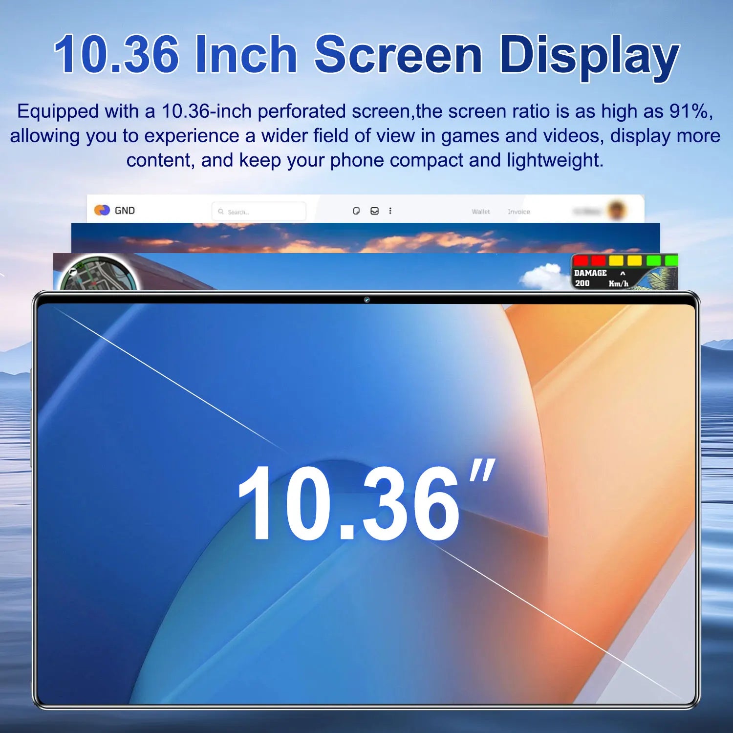5G New Tablets 10.36Inch Tablet Android 16GB RAM 1TB ROM Dual Camera 16MP+32MP Android 13.0 20000mAh 10 core Dual SIM Card Bluetooth WiFi Betwork GPS WPS Type-C