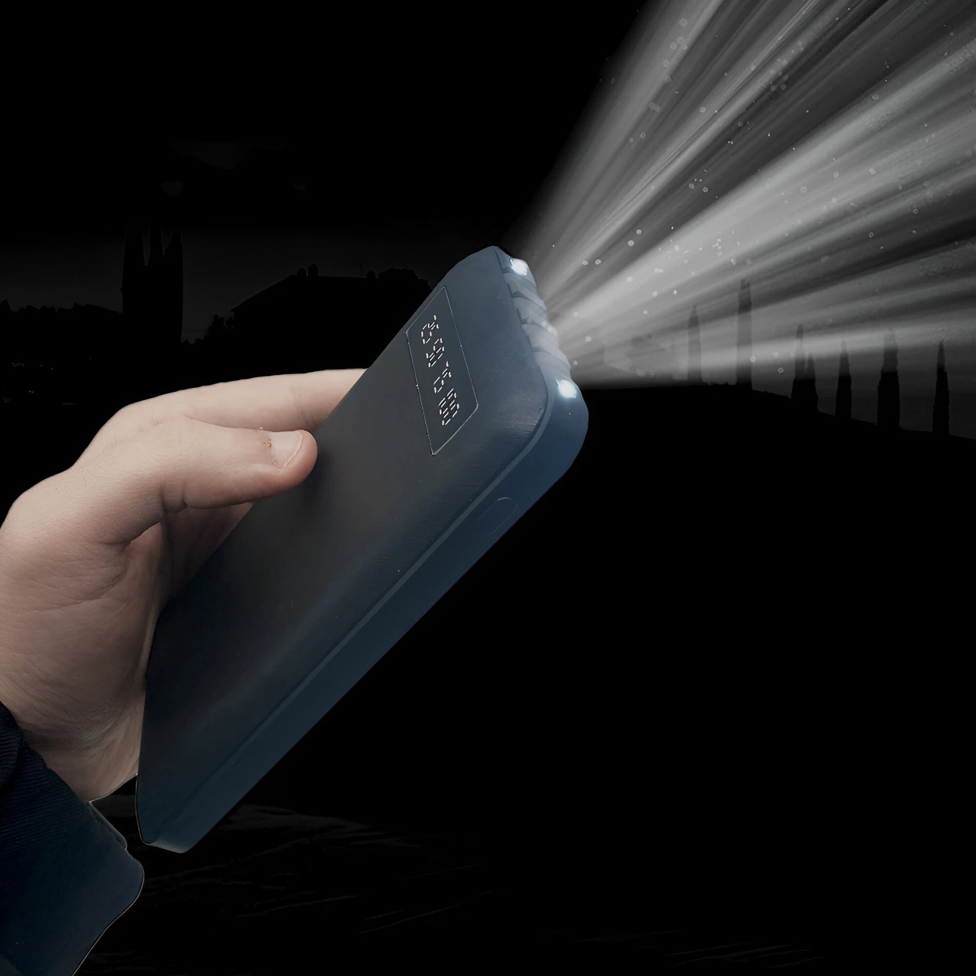 Power Bank 20000mAh Built-in Cables and LED Display with Mini Holder for Smartphone External Battery with Built-in Light