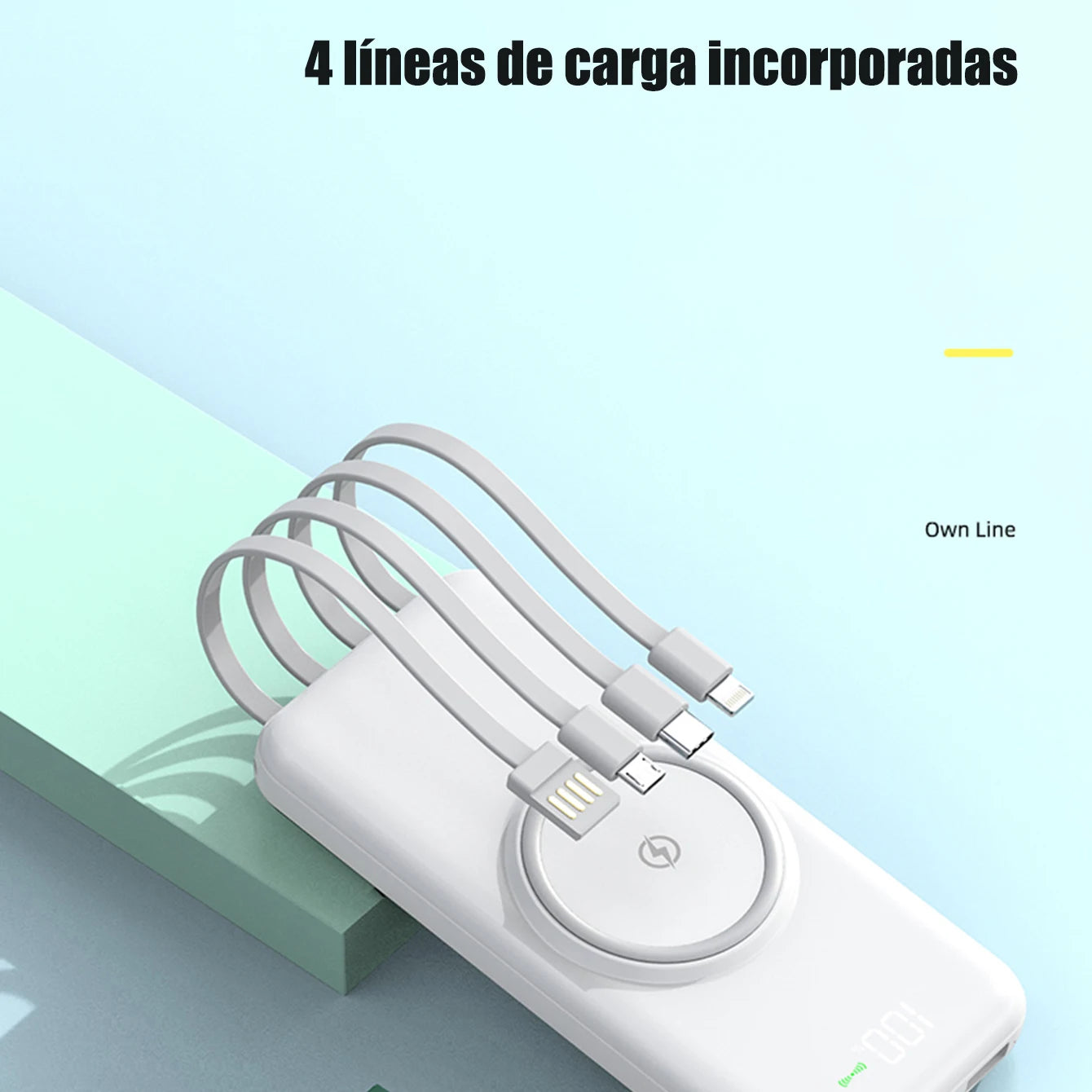 Power Bank Portable Battery 20000 Mah Built-In Fast Charging Wireless Power Bank with 4 Micro USB Type C Cables for iPhone Android