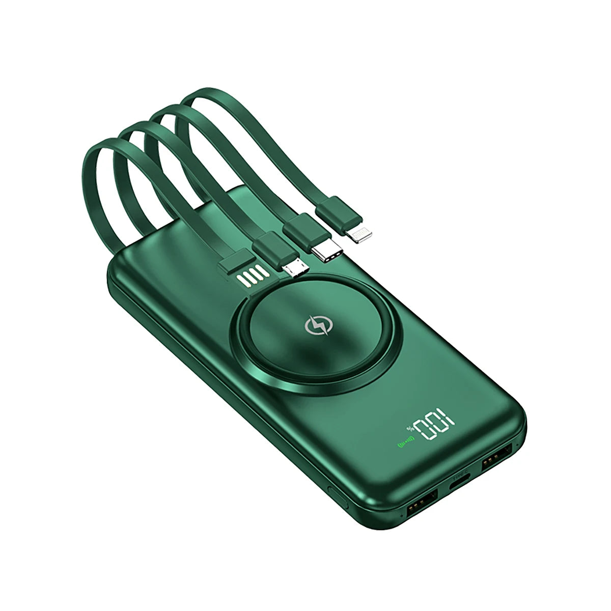 Power Bank Portable Battery 20000 Mah Built-In Fast Charging Wireless Power Bank with 4 Micro USB Type C Cables for iPhone Android