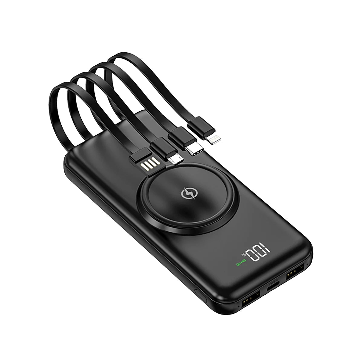 Power Bank Portable Battery 20000 Mah Built-In Fast Charging Wireless Power Bank with 4 Micro USB Type C Cables for iPhone Android