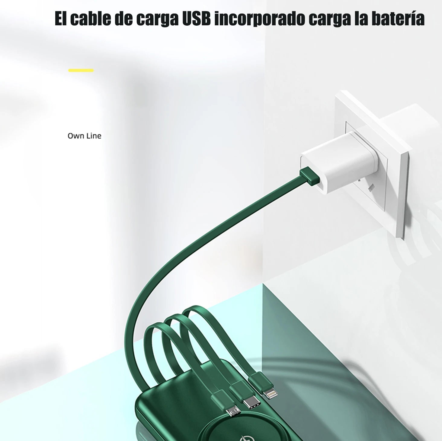 Power Bank Portable Battery 20000 Mah Built-In Fast Charging Wireless Power Bank with 4 Micro USB Type C Cables for iPhone Android