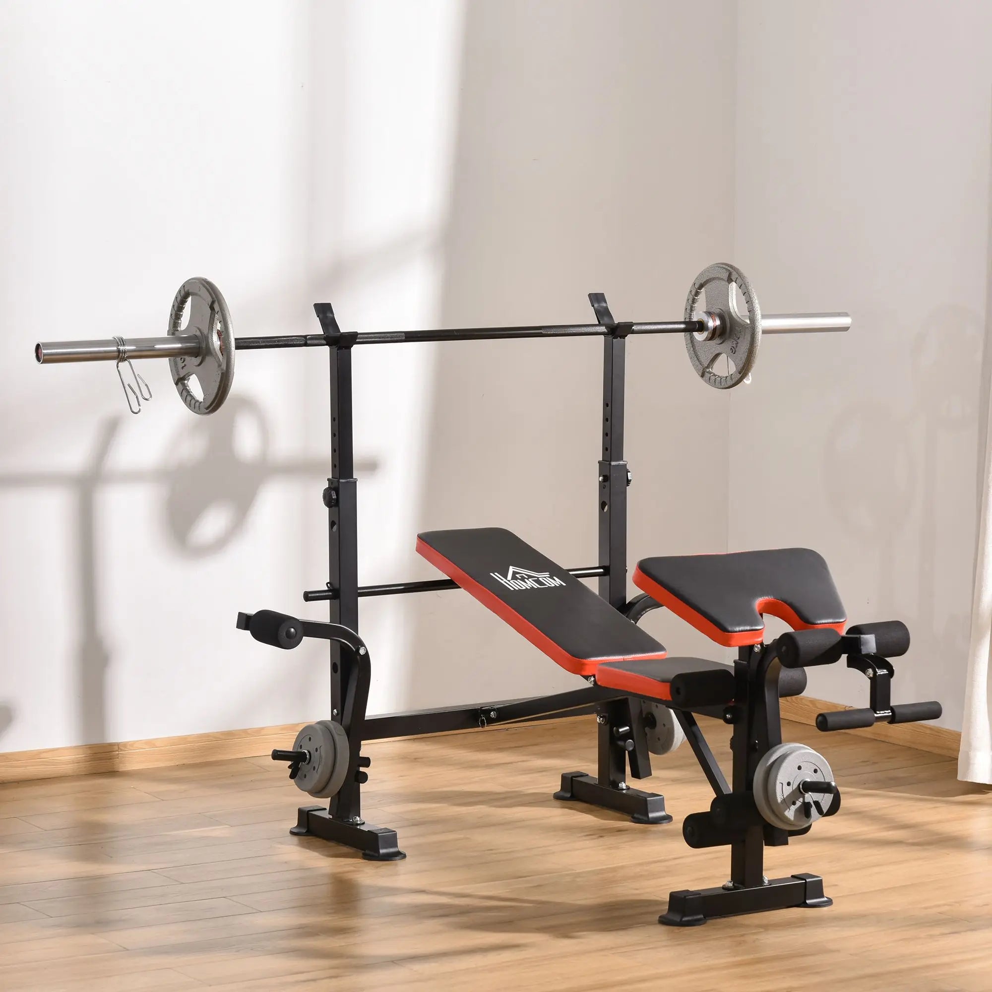 Homcom Weight Bench with Adjustable Backrest and Bar Support 175X139X127 cm