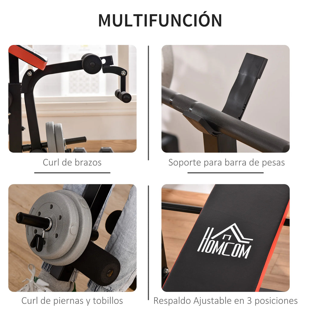Homcom Weight Bench with Adjustable Backrest and Bar Support 175X139X127 cm