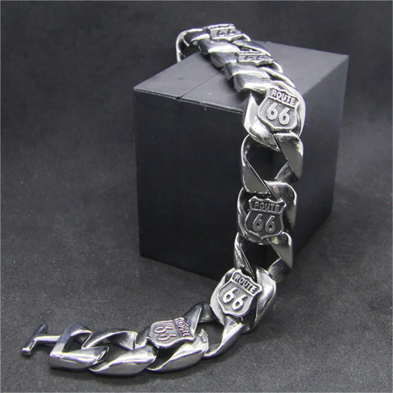 Motorcycles Route 66 Bracelet 316L Stainless Steel Hiphot Style Biker Bracelet