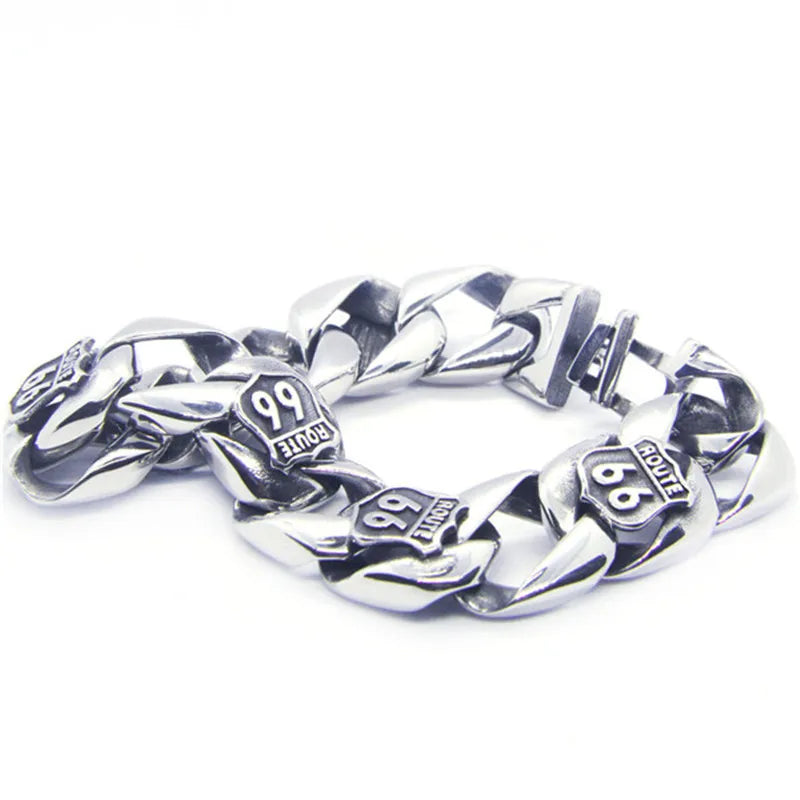 Motorcycles Route 66 Bracelet 316L Stainless Steel Hiphot Style Biker Bracelet