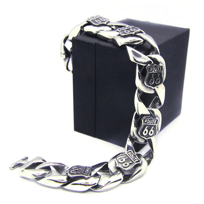Motorcycles Route 66 Bracelet 316L Stainless Steel Hiphot Style Biker Bracelet