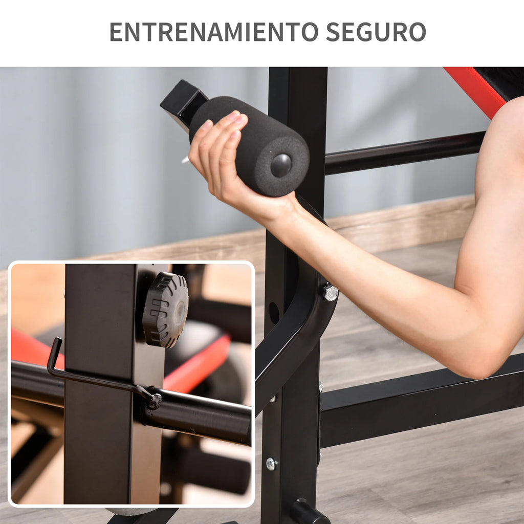 Homcom Weight Bench with Adjustable Backrest and Bar Support 175X139X127 cm
