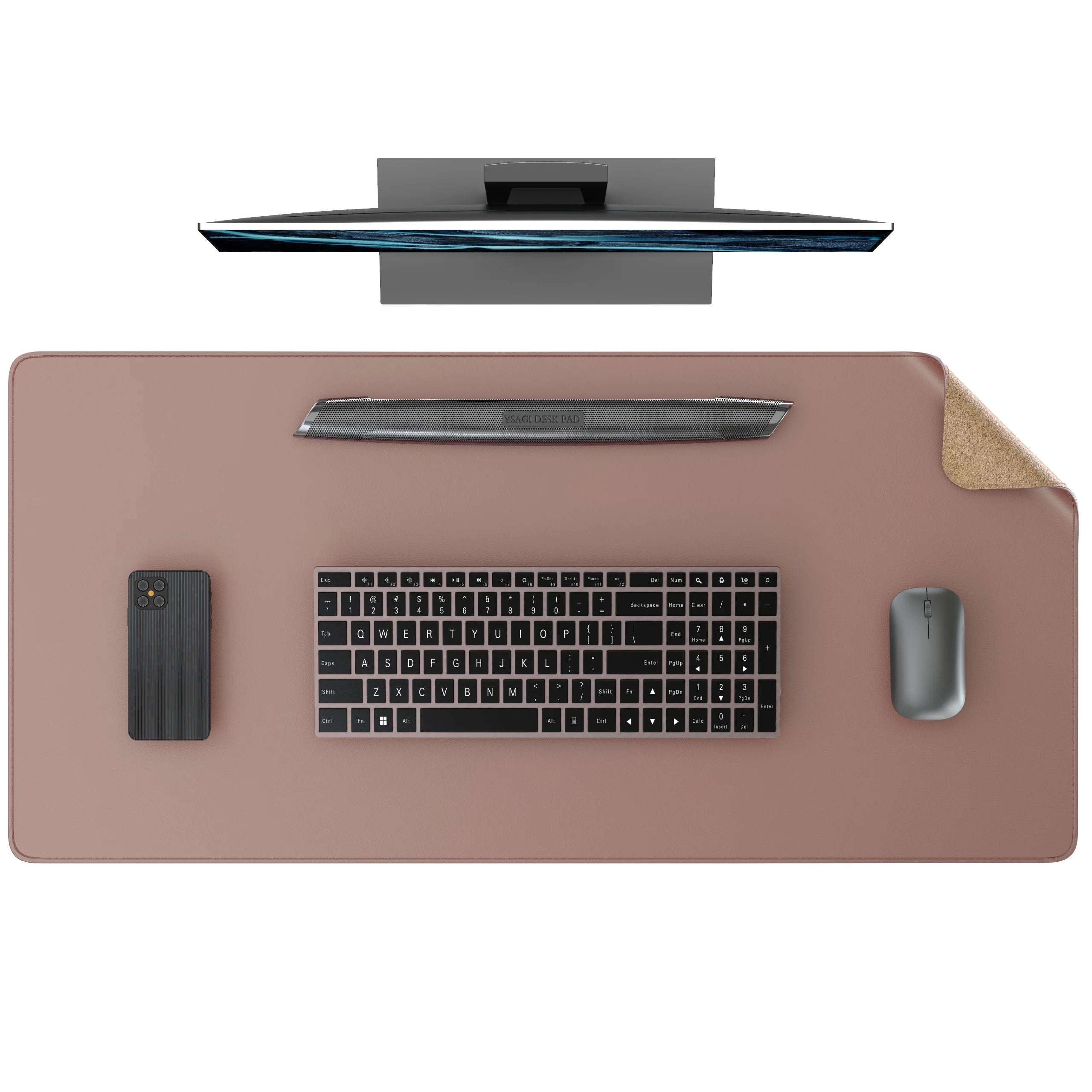 Dual Sided Desk Mat,Leather Desk Pad,Black Cork Desk Mat Protector,Large Mouse Pad,Desk Writing Pad for Office and Home