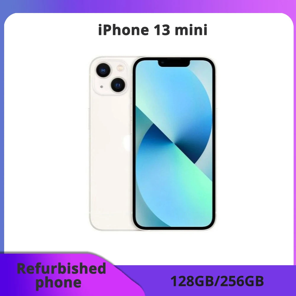 Refurbished iPhone 13 Mini 5G-Smartphone with Face ID, 4 GB of RAM, 128/256 GB of storage, 5.4'' screen, A15 Hexa-Core processor-Excellent condition