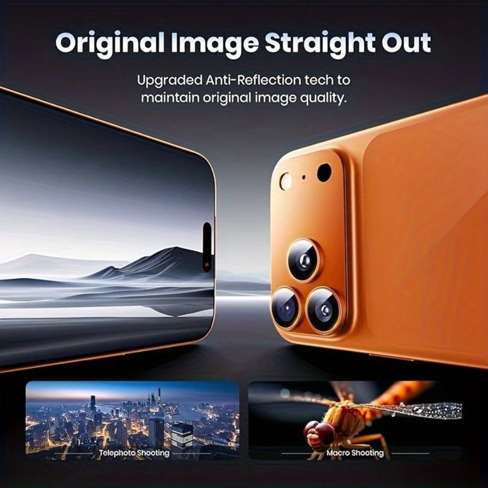 NNBILI 2pcs For iPhone 17 Pro 17 Pro Max Camera Lens Protector Bubble-Free Anti-fall Scratch-Resistant Easy Installation Orange