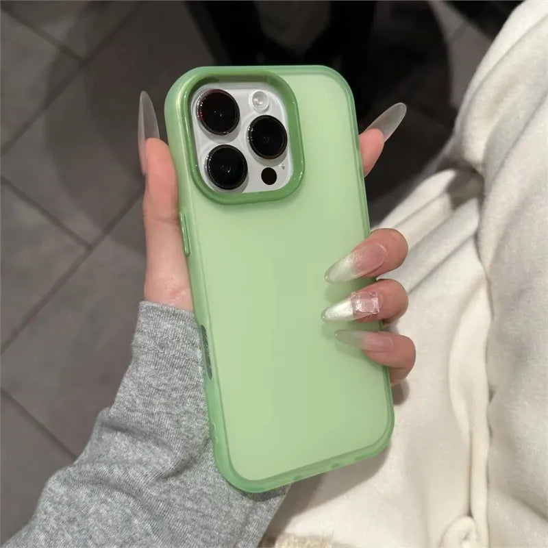 Translucent Bright Color Phone Case For iPhone 16 15 14 Plus 13 12 11 Pro Max Clear Matte Soft Silicone Shockproof Rubber Cover