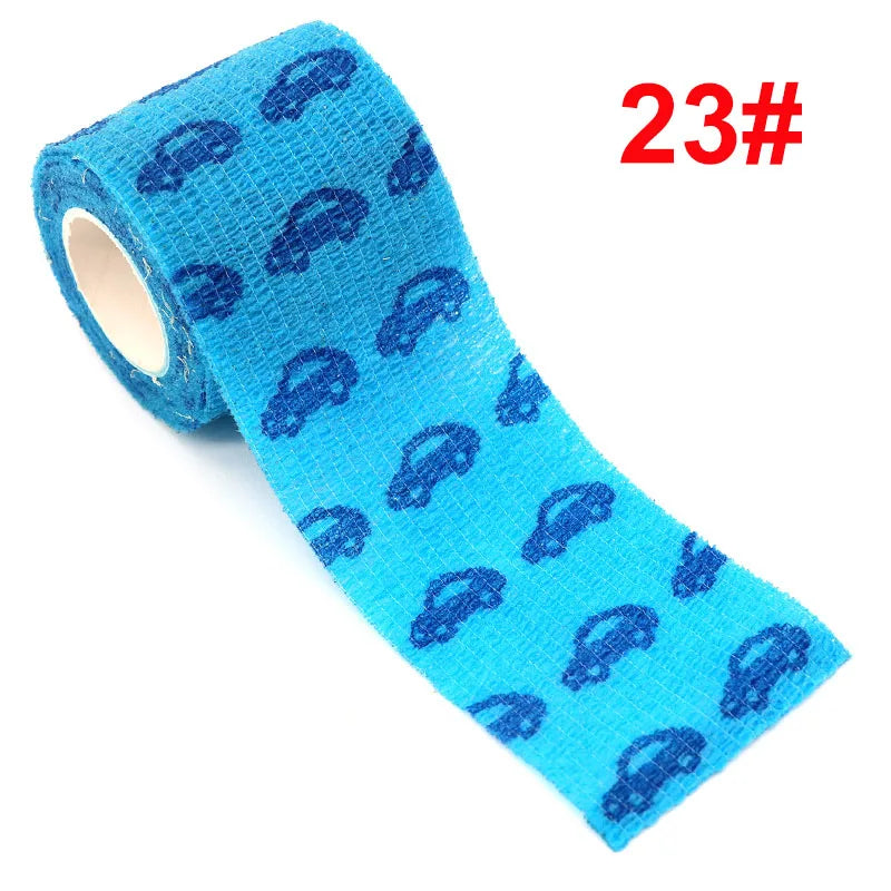 2.5cm/5cm Animal Printed Self Adhesive Elastic Bandage 4.5m Sports Wrap Tape for Tattooing Finger Joint Knee First Aid Kit Pet