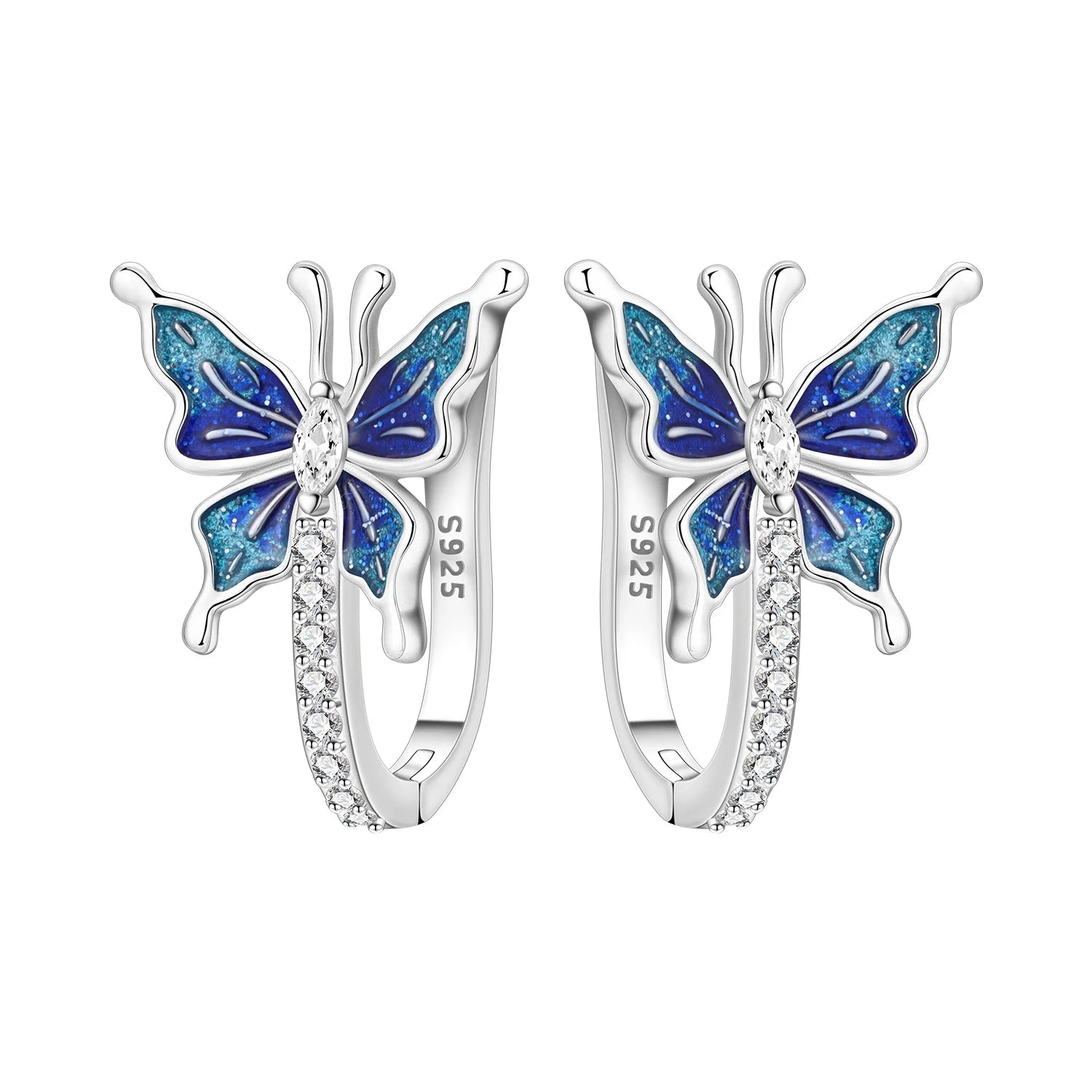 Cycuff Original 925 Sterling Silver Blue Green Chameleon Earrings Women Hoop Earring Anniversary Jewelry Trendy Gifts