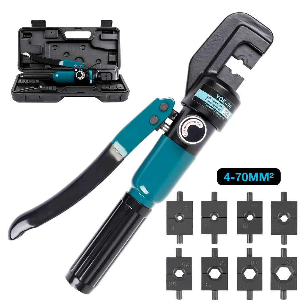Household Hydraulic Plier 4-70m²,Pressure 10 T Crimping Tool DIY Cable Wiring Crimping Kit with 4/6/8/10/16/25/35/50/70mm² Mold