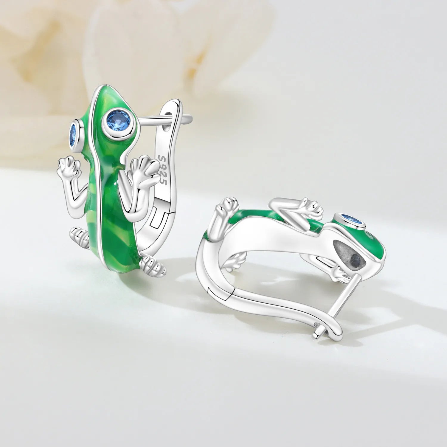 Cycuff Original 925 Sterling Silver Blue Green Chameleon Earrings Women Hoop Earring Anniversary Jewelry Trendy Gifts