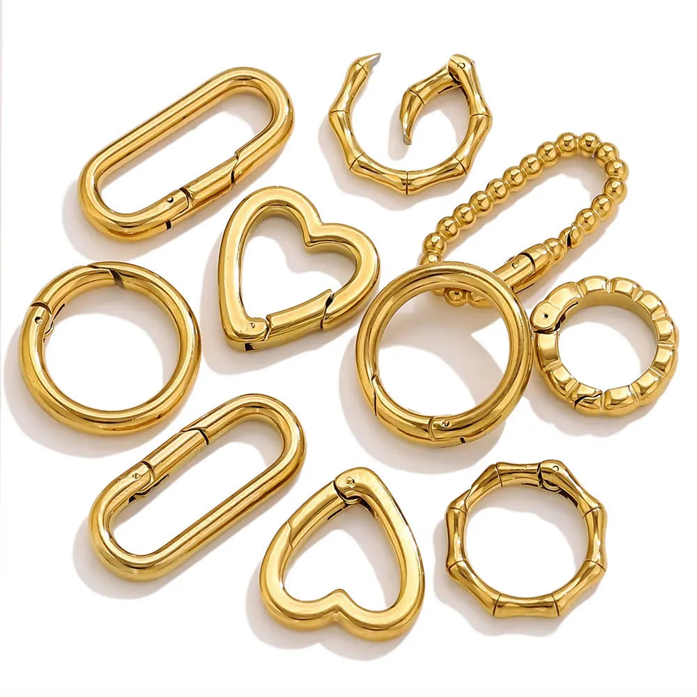 2pcs Stainless Steel Clasps Gold Geometry Heart Round Ring Lobster Clasp Hook Connectors DIY Jewelry Making Supplies Accessories