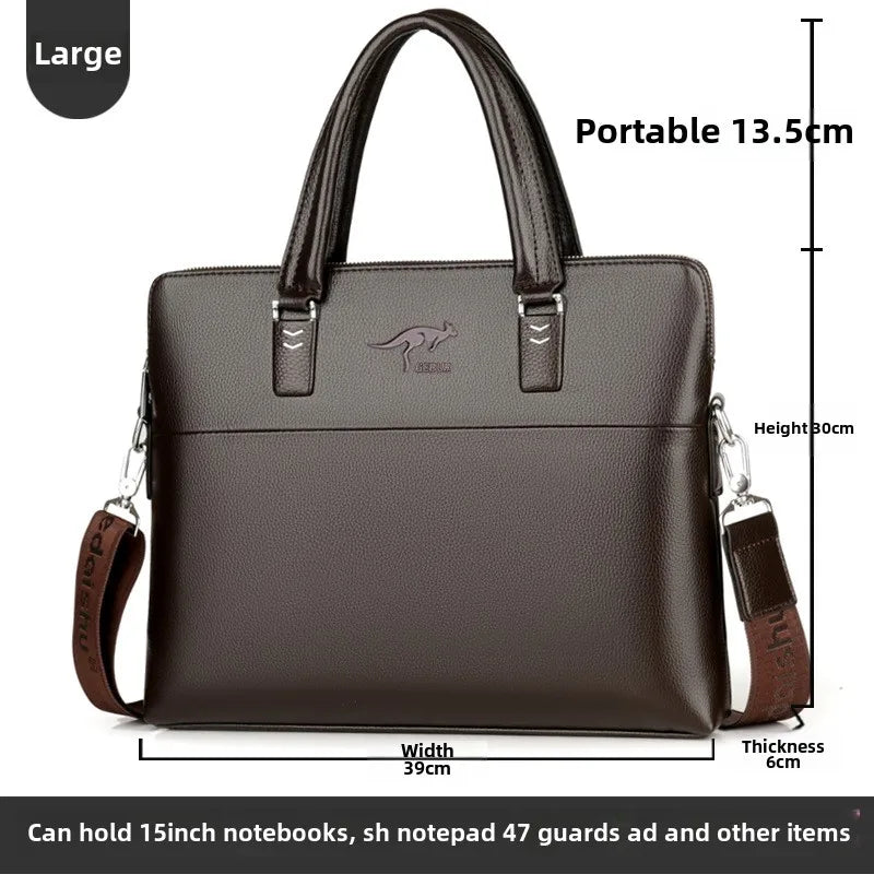 2025 New Shoulder Bag Crossbody Bag Men's PU Leather Horizontal Style Men's Backpack Business Document Leather Bag Briefcase