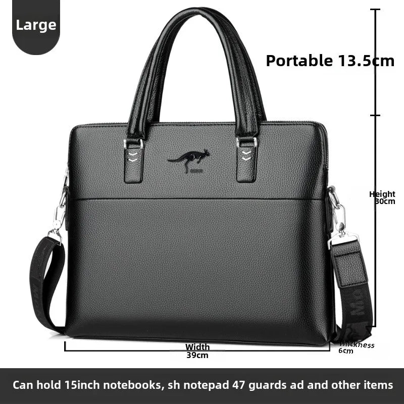 2025 New Shoulder Bag Crossbody Bag Men's PU Leather Horizontal Style Men's Backpack Business Document Leather Bag Briefcase