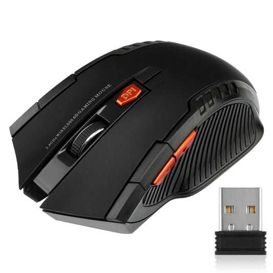 Mouse Inalámbrico 2.4G – 6 Botones, Receptor USB y Scroll para PC y Notebook