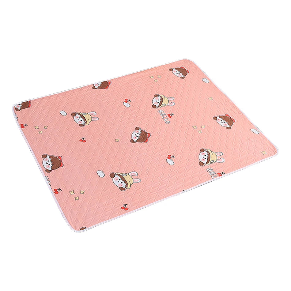 80x120cm 4 Layer Cartoon Dino Heart Diapering Mat Waterproof Washable Changing Pads for Night and Menstrual Protection Baby Care