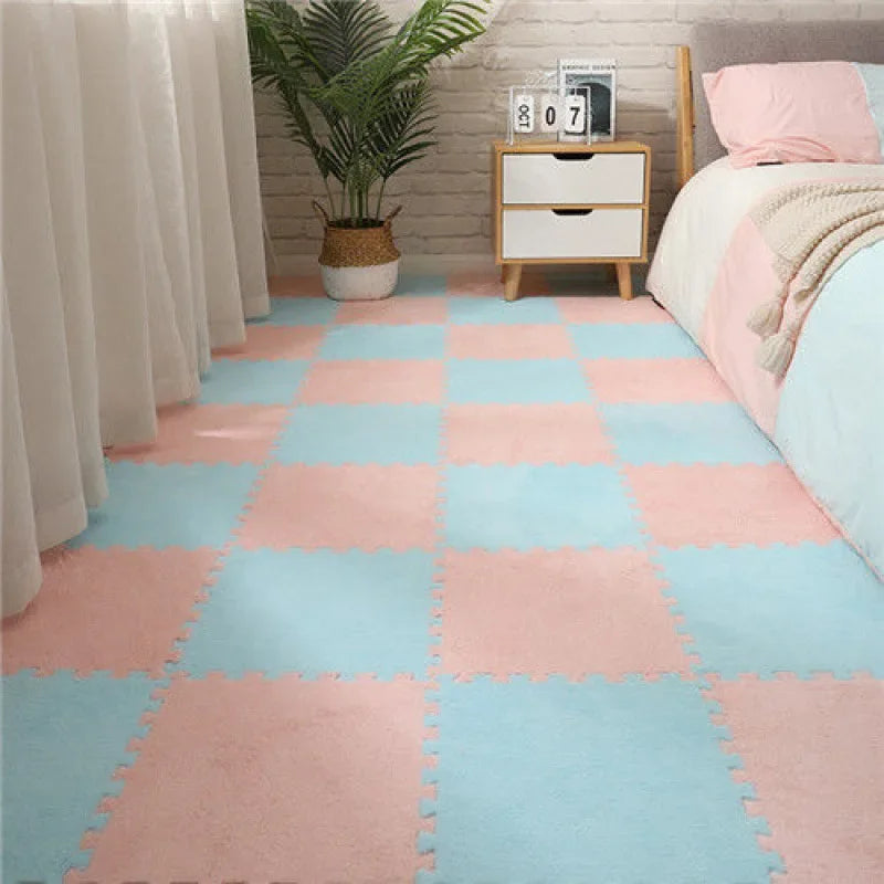 10Pcs Soft Plush Children Kids Rug Play Mat Interlocking Puzzle Mat Exercise Tiles Floor Carpet Decoration Playmat 30*30*1CM