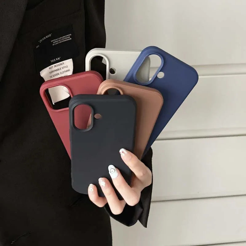 Luxury Candy Color Soft Cases for IPhone 15 14 16 13 Pro Max 16plus 16Pro Bumper Shockproof TPU Silicone Back Cover Caque