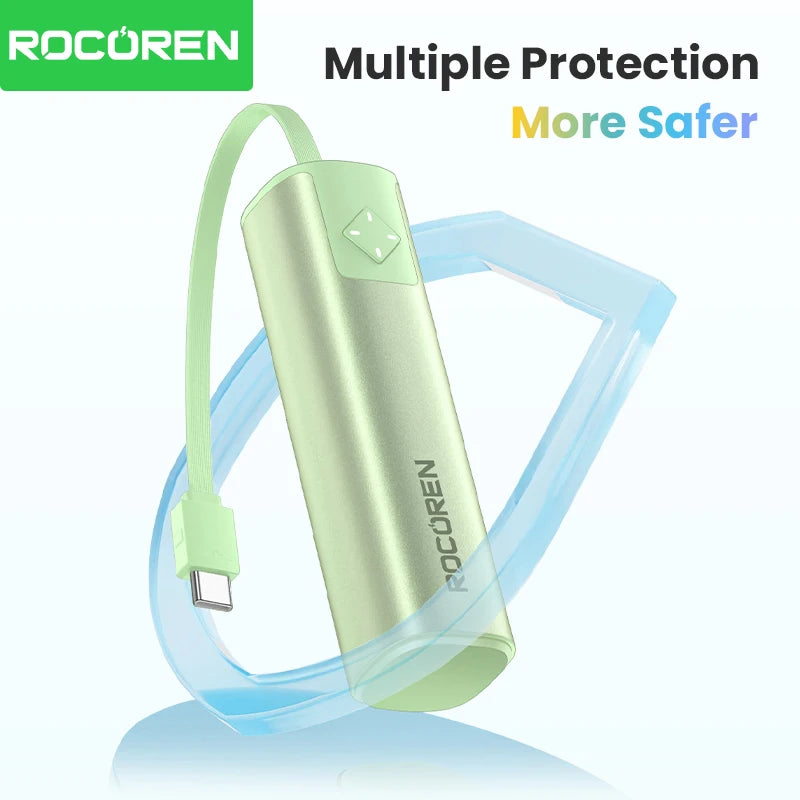 ROCOREN Mini Lipstick Style Power Bank 5000mAh with LED Power Indicator Portable Charger Compact Battery Pack for Mobile Phones