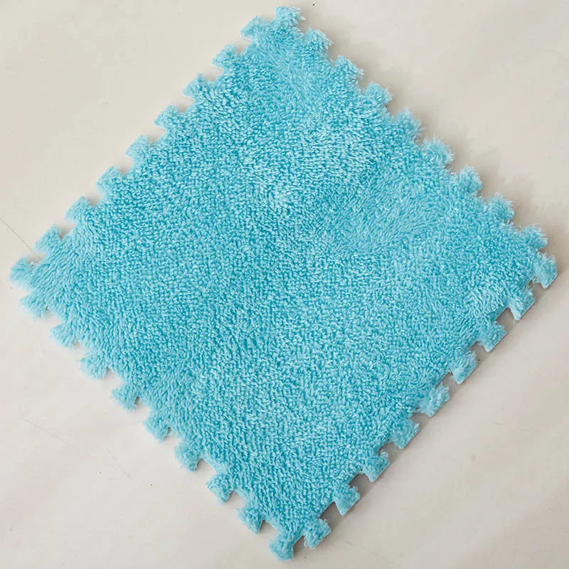 10Pcs Soft Plush Children Kids Rug Play Mat Interlocking Puzzle Mat Exercise Tiles Floor Carpet Decoration Playmat 30*30*1CM