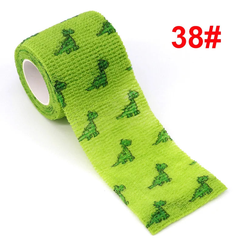 2.5cm/5cm Animal Printed Self Adhesive Elastic Bandage 4.5m Sports Wrap Tape for Tattooing Finger Joint Knee First Aid Kit Pet