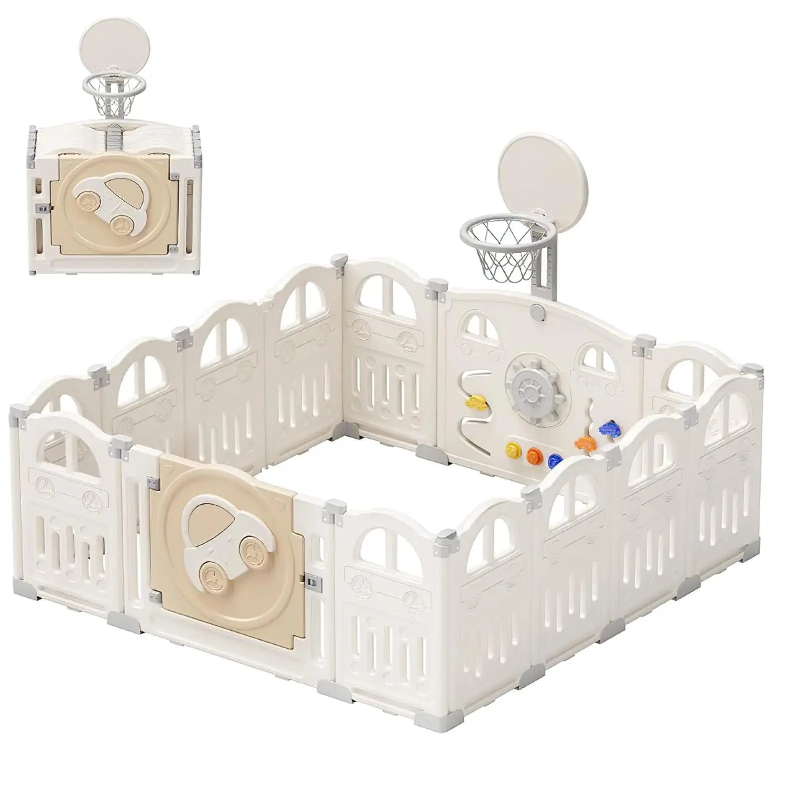 Baby Playpen for Baby and Toddlers, Foldable Plastic Playpen, Sturdy Babies Activity Centre Folding Large Pen Play Area