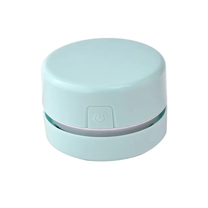 Mini Desk Vacuum Cleaner, Portable Desktop Cleaner for Crumbs/Paper/Eraser Debris, Battery-Powered with Brush, Cute Macaron Colo