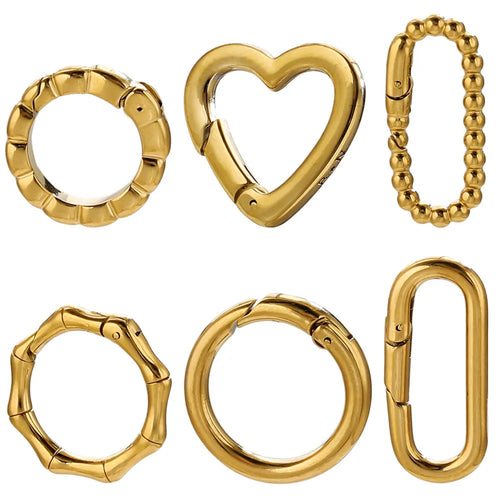 2pcs Stainless Steel Clasps Gold Geometry Heart Round Ring Lobster Clasp Hook Connectors DIY Jewelry Making Supplies Accessories