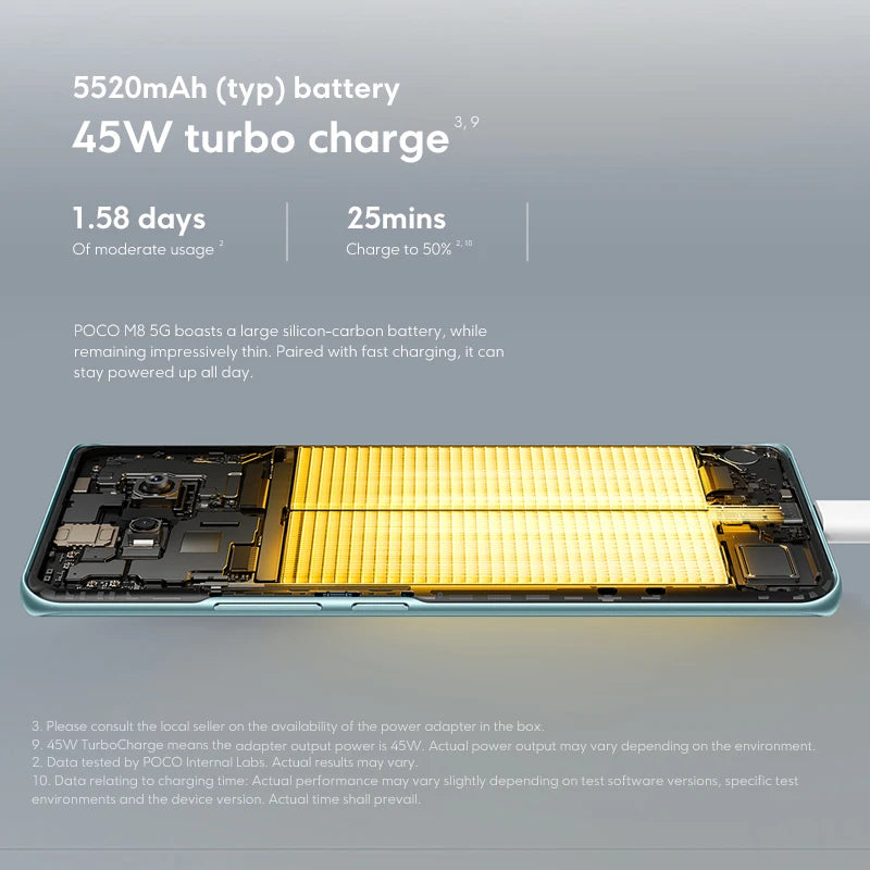 【World Premiere】POCO M8 5G Smartphone Global Version Snapdragon 6 Gen 3 6.77" 120Hz Display 50MP Camera 5520mAh 45W NFC