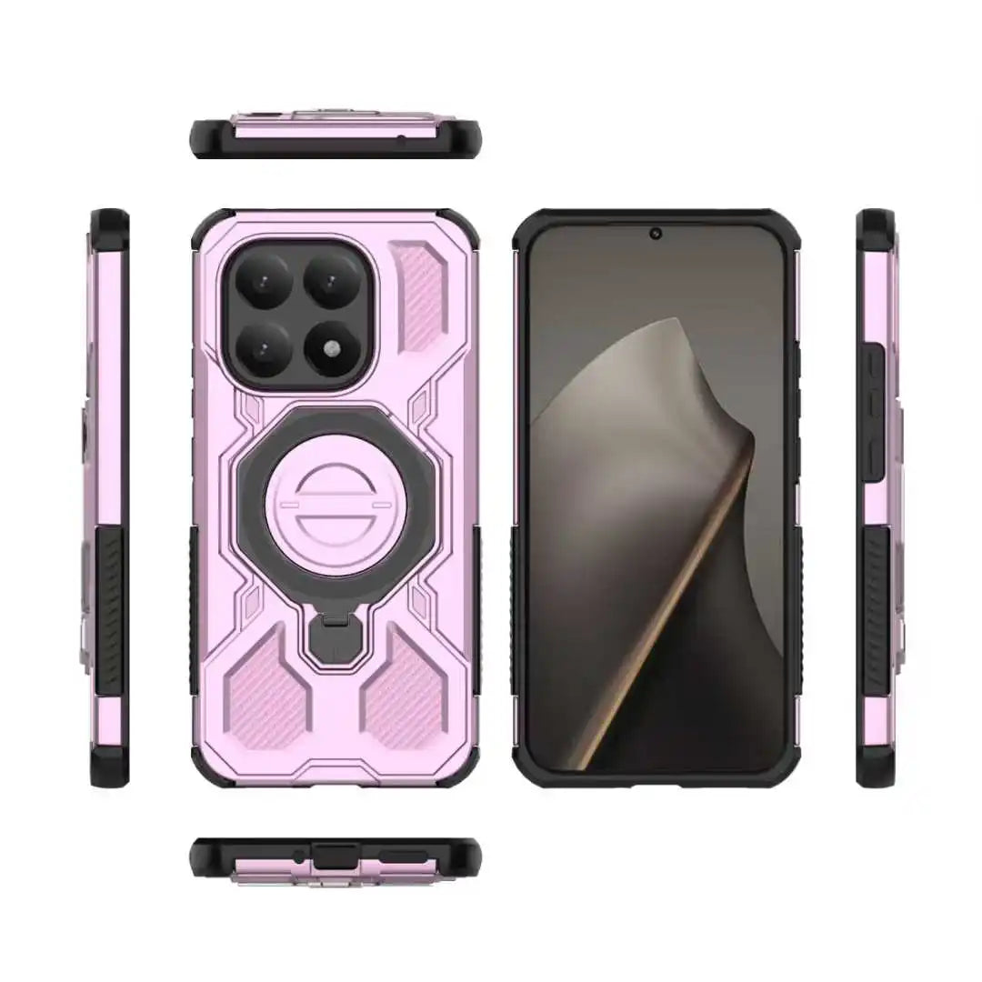 Rugged Armor Protect Ring Stand Cover For Xiaomi 15T Pro 17 Pro Max Redmi Note 15 Pro Plus 15 15C Wireless Charging Phone Case