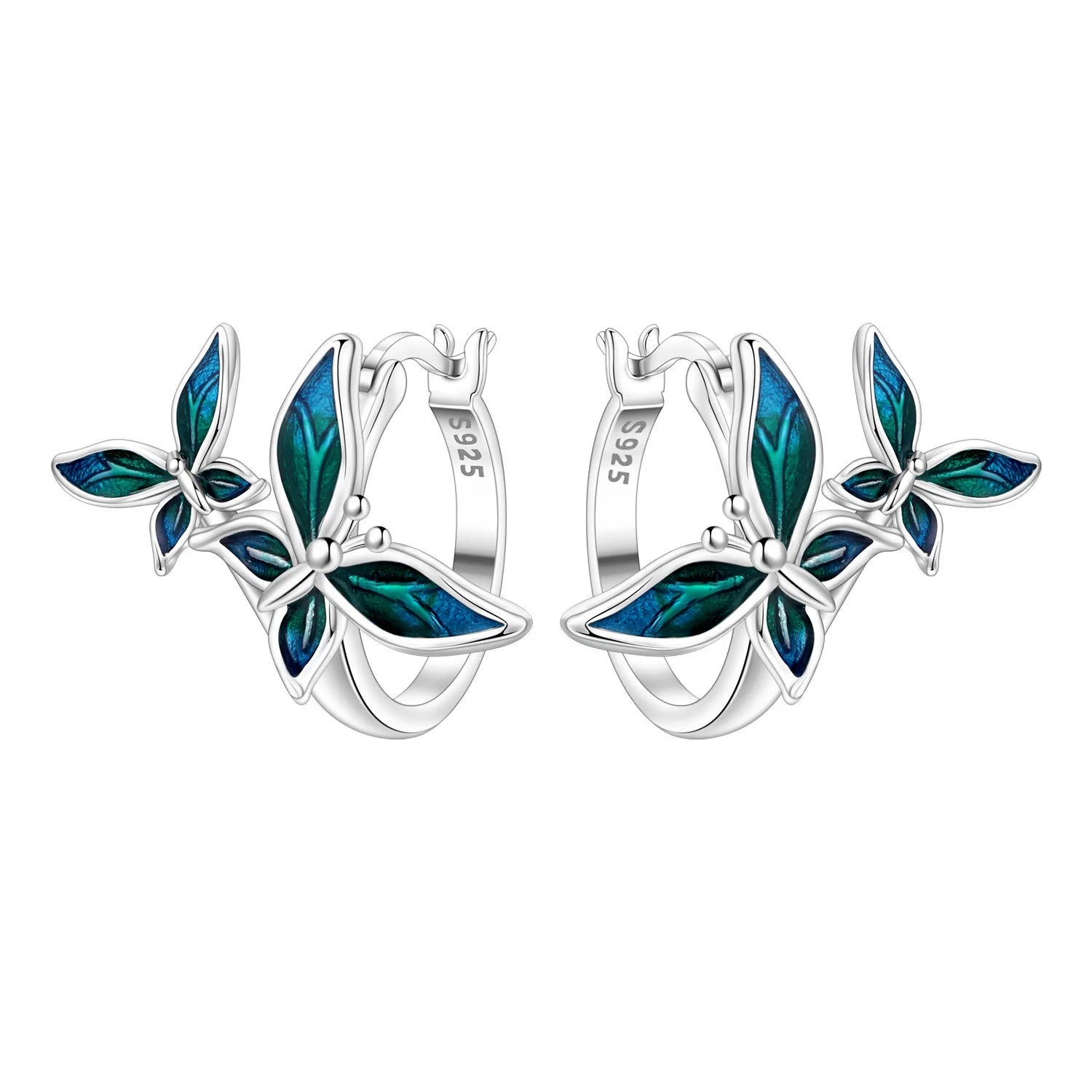 Cycuff Original 925 Sterling Silver Blue Green Chameleon Earrings Women Hoop Earring Anniversary Jewelry Trendy Gifts