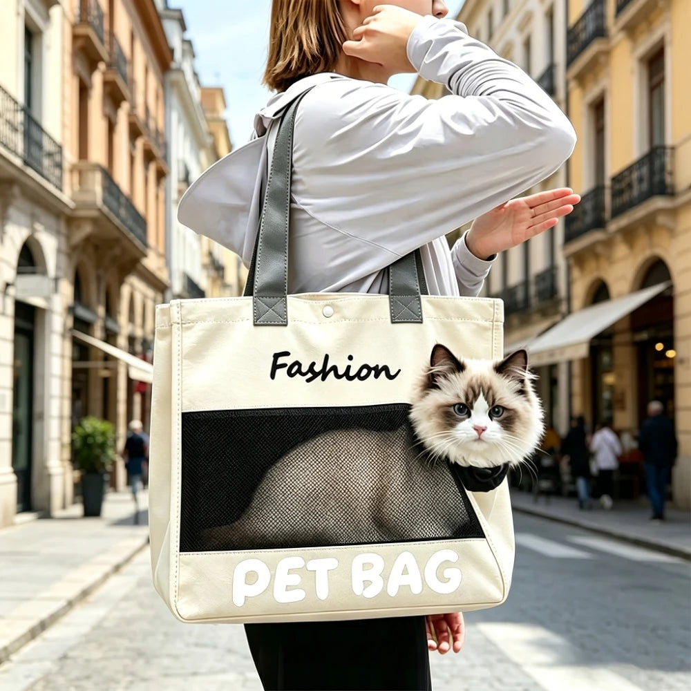 Mochila Transportadora para Perros y Gatos Pequeños – Cómoda, Transpirable y Plegable