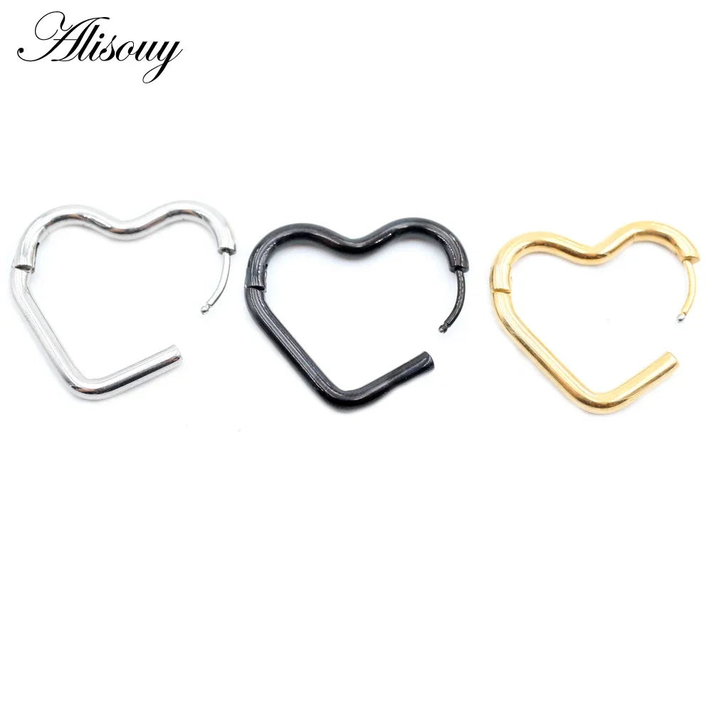 Alisouy 2PC Fashion Stainless Steel Hoop Earrings Heart Triangle Square Rectangle Hexagon Ear Helix Clip Huggie Women Men Unisex
