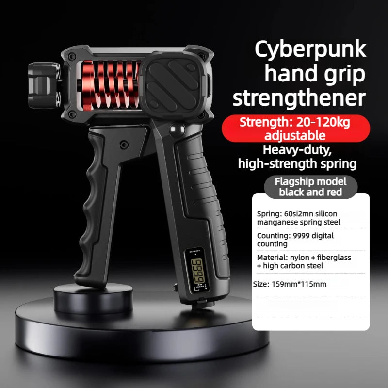 Hand Grip Strengthener Adjustable Resistance 5-120KG Steel Spring Electronic Counting Nonslip Grip for Strength Training Wrist