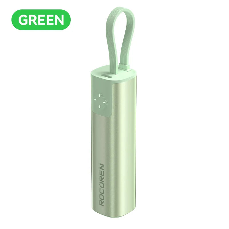 ROCOREN Mini Lipstick Style Power Bank 5000mAh with LED Power Indicator Portable Charger Compact Battery Pack for Mobile Phones