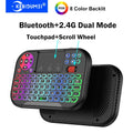 KEBIDUMEI Mini Wireless Keyboard with Scroll Wheel Touchpad  8 Color Backlit BT 2.4G Dual Mode Air Mouse Remote for PC TV Box