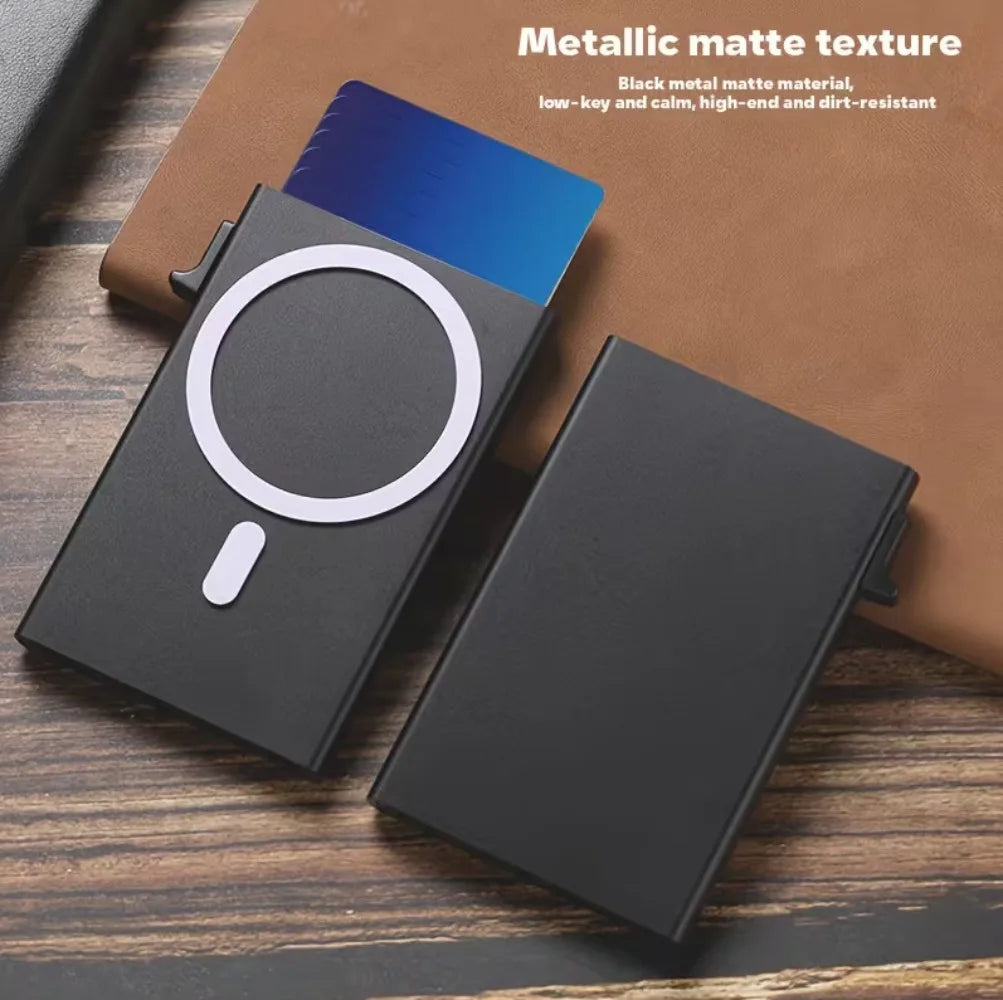 2026 RFID Blocking Card Holder For Men Women, Magnetic Suction Aluminum Alloy Card Box, Fashion Pop-Up Card Clip Wallet
