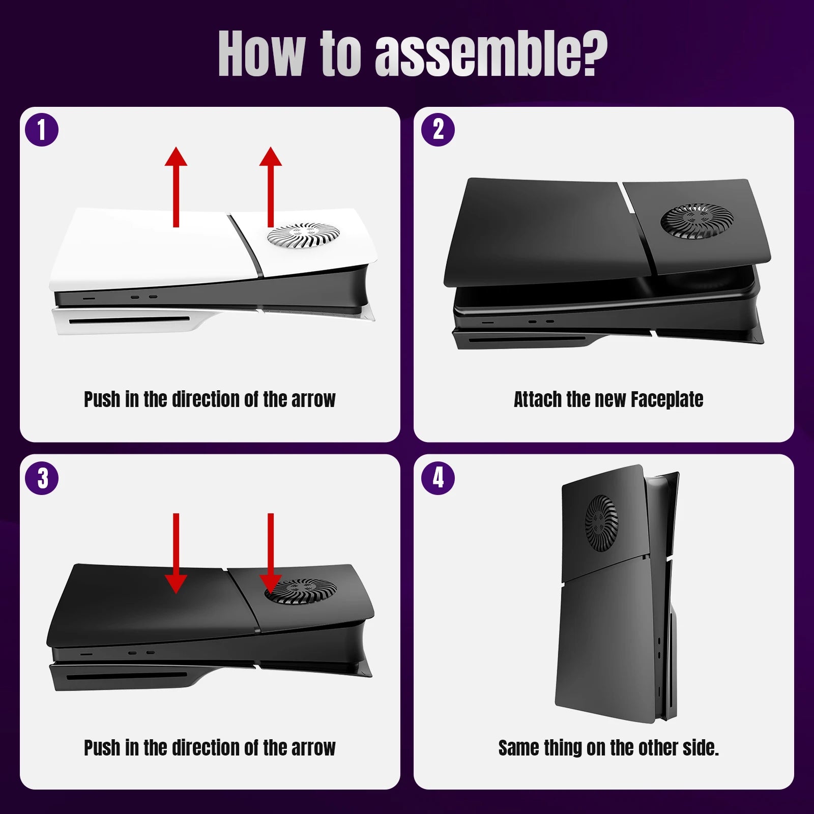 Faceplate with RGB Light Strip for PS5 Slim Cooling Vents LED Light Ring Console Cover for PS5 Slim Disc Edition Decoration Kit