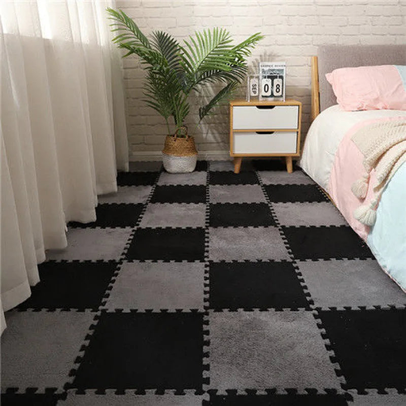 10Pcs Soft Plush Children Kids Rug Play Mat Interlocking Puzzle Mat Exercise Tiles Floor Carpet Decoration Playmat 30*30*1CM