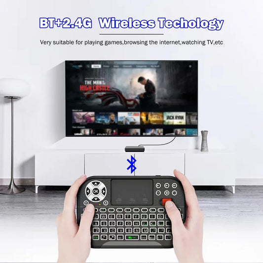 Mini Teclado Inalámbrico KEBIDUMEI con Touchpad – Bluetooth 5.2 + 2.4G, RGB 8 Colores