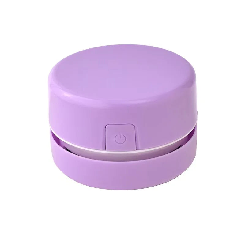 Mini Desk Vacuum Cleaner, Portable Desktop Cleaner for Crumbs/Paper/Eraser Debris, Battery-Powered with Brush, Cute Macaron Colo