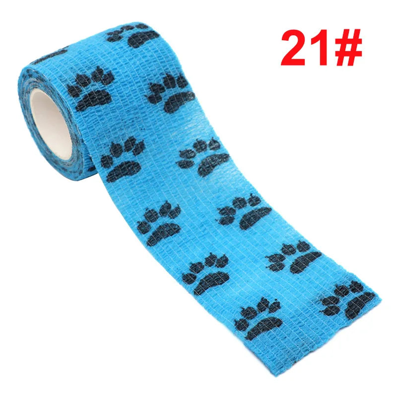 2.5cm/5cm Animal Printed Self Adhesive Elastic Bandage 4.5m Sports Wrap Tape for Tattooing Finger Joint Knee First Aid Kit Pet