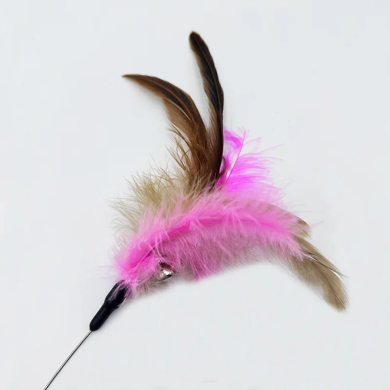New cat funny cat stick steel wire long pole feather cute cat toy kitten fishing rotating self-pleasure relief pet toy